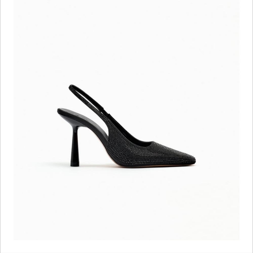 New Zara Rhinestone slingback heels